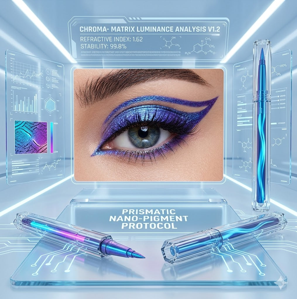 Duo-chrome Polarized Blue Eyeliner Gel - Iridescent Multi-dimensional Shimmer Eyeshadow Pen, Smudge-proof Chameleon Glitter Pigment for Bold Eye Looks