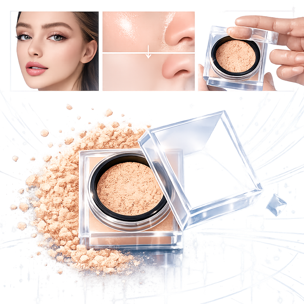 Oil-Control Loose Baking Powder - 12H Long-Wear Matte Finish Makeup, Waterproof & Lightweight Setting Powder in 4 Versatile Shades