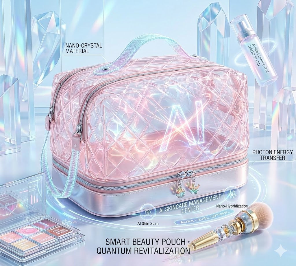 Premium Vegan Leather Travel Makeup Case - Aesthetic Large Toiletry Organizer Bag for Women, Multi-functional Waterproof Cosmetic Storage Box